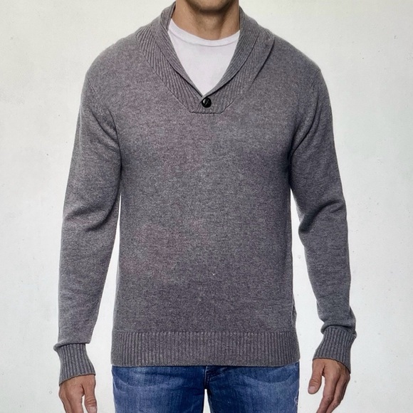 Tocco Reale Other - Tocco Reale Shawl Collar Sweater Men Large Gray Wool Cashmere Blend Grandpa Soft